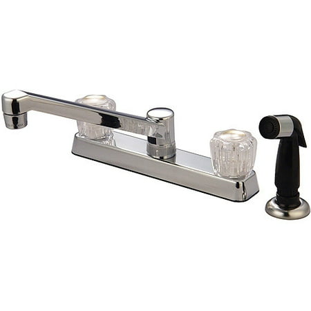 Chrome Double Handle Kitchen Faucet w/Spray