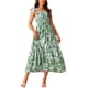 thumbnail image 2 of Vestidos de playa bohemios sin mangas con escote cuadrado y volantes florales para mujer Inspire Chic, maxi vestido fluido de verano XL verde, 2 of 6