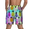 thumbnail image 3 of Sigee Graffiti Pineapples Print Mens Swim Trunks with Compression Liner Quick Dry Swim Stretch Beach Shorts with Pockets,S-3XL, 3 of 7