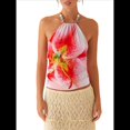 thumbnail image 1 of Top Corto Sin Mangas con Cuello Halter Y2K para Mujer, Estampado Floral, Espalda Abierta, Estilo Urbano de Verano Rosa XL, 1 of 10