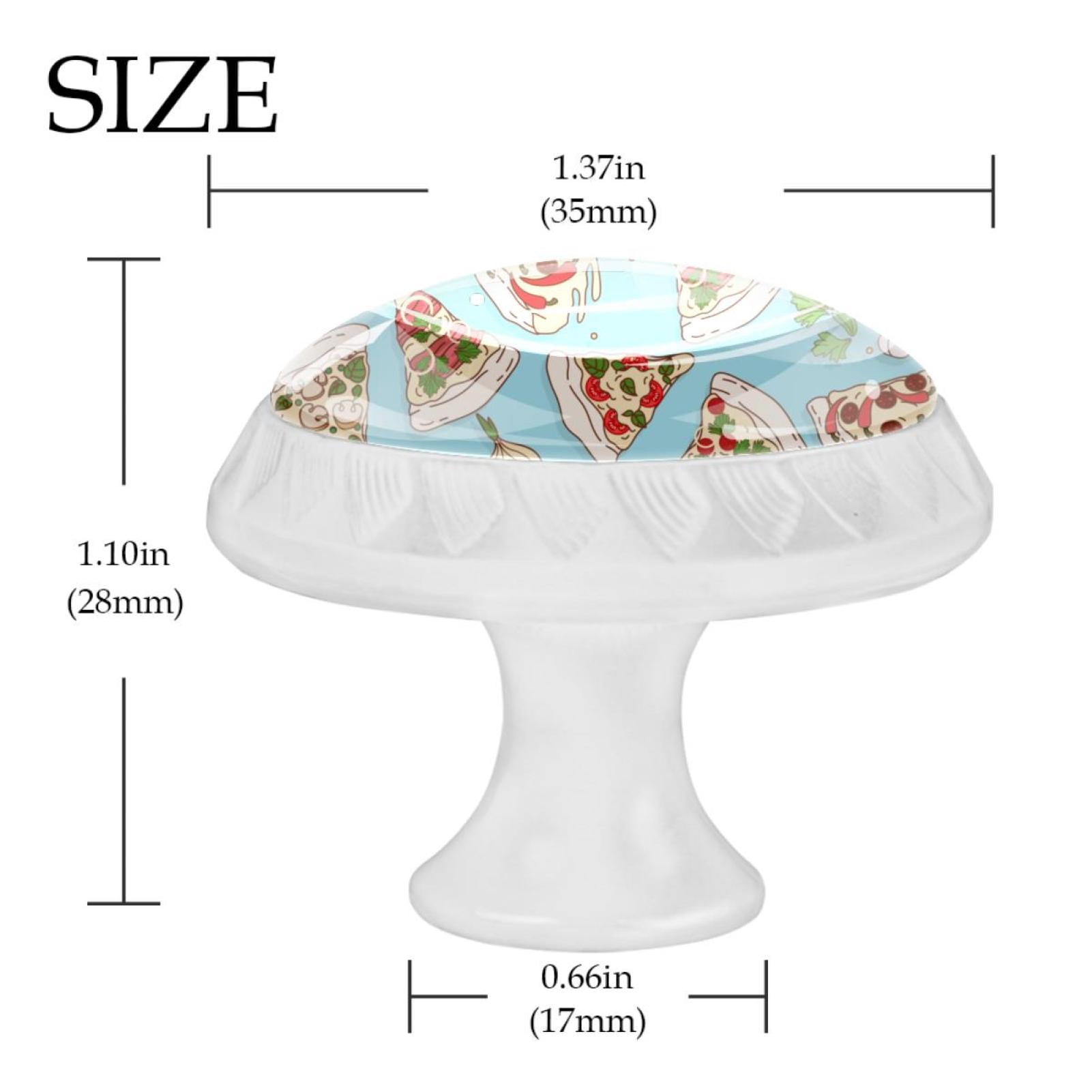 4 Pcs Pizza Pattern Knobs for Kitchen Cabinet Cupboard Dresser Bookcase Drawer Pulls Handles Round Home Decor