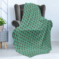 thumbnail image 4 of Modern Soft Flannel Fleece Throw Blanket, Ladybugs with Little Star Motifs Spring Nature Pattern on Blue Background, Cozy Plush for Indoor and Outdoor Use, 50" x 60", Teal Red Black, by Ambesonne, 4 of 5