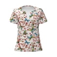 thumbnail image 4 of Wukai Watercolor Floral With Butterflies Casual V-Neck Graphic Tees for Women: Lightweight and Breathable Summer Tops with Stylish Design-X-Large, 4 of 8