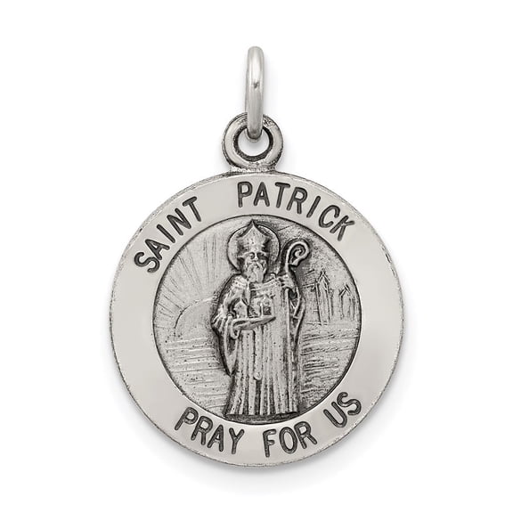Auriga 925 Sterling Silver Antiqued Saint Patrick Medal for Women (Length - 20 mm, Width - 15 mm)