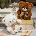 thumbnail image 1 of Muñeca osito de peluche de 11 pulgadas | Pajarita suave Oso de peluche de juguete | Peluche Cara Tímida | Marrón o blanco | Fibra de poliéster | Lavable a mano | Decoración acogedora y regalo | 1, 1 of 5