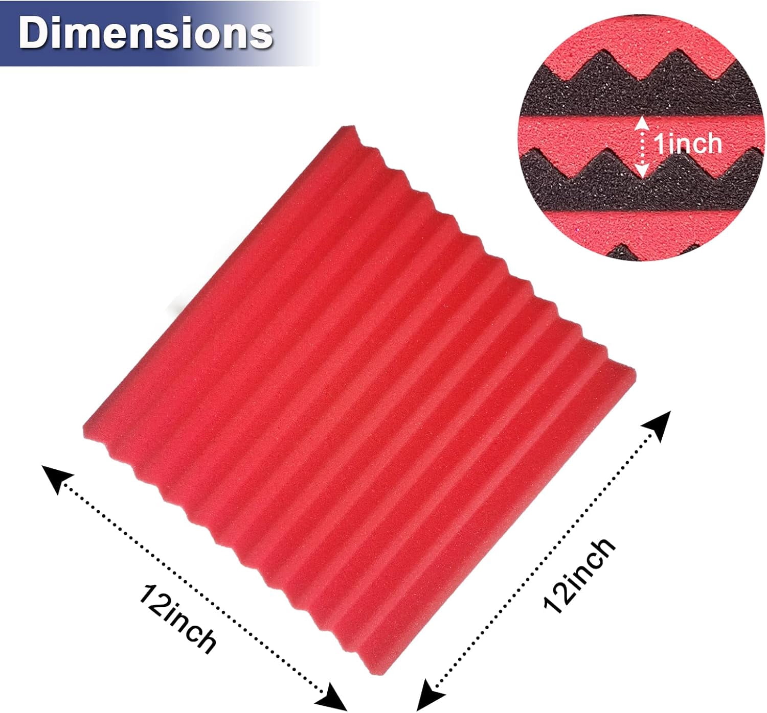 TIANLAIMEI 24 Pack Acoustic Foam Panel Wedge Studio Soundproofing Acoustic Treatment Wall Tiles