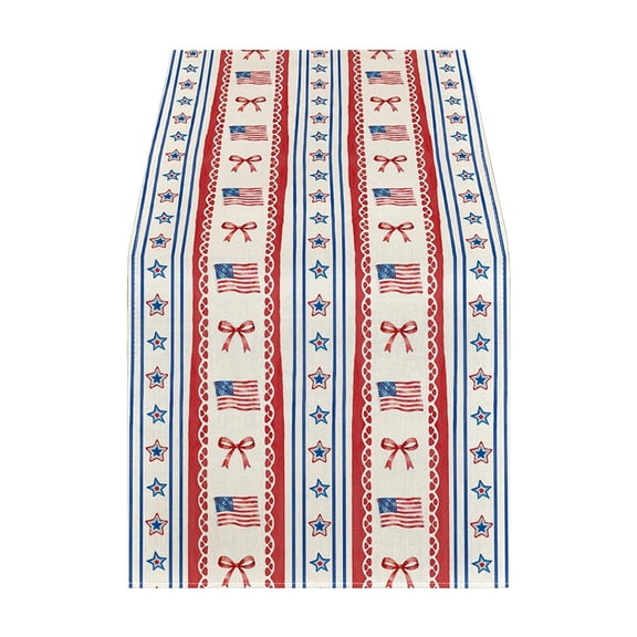 Qiulaii 4th of July Decorative Table Runner Independence Day Patriotic Table Linen for Dining Table Home Decoration Red White Blue Stars Stripes 72x13in