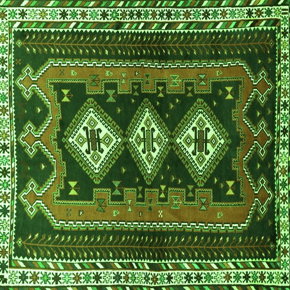 Ahgly Company Indoor Square Persian Green Traditional Area Rugs, 4' Square