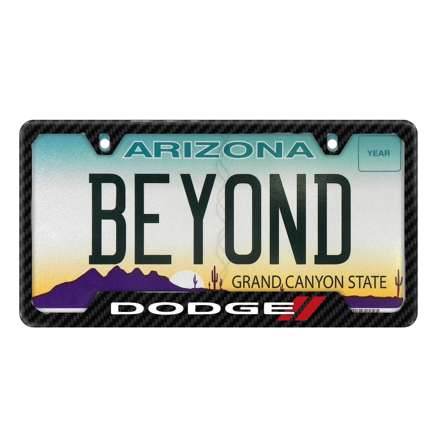 iPick Image for Dodge Black Carbon Fiber Texture ABS Plastic 50 States License Plate Frame, Official Licensed