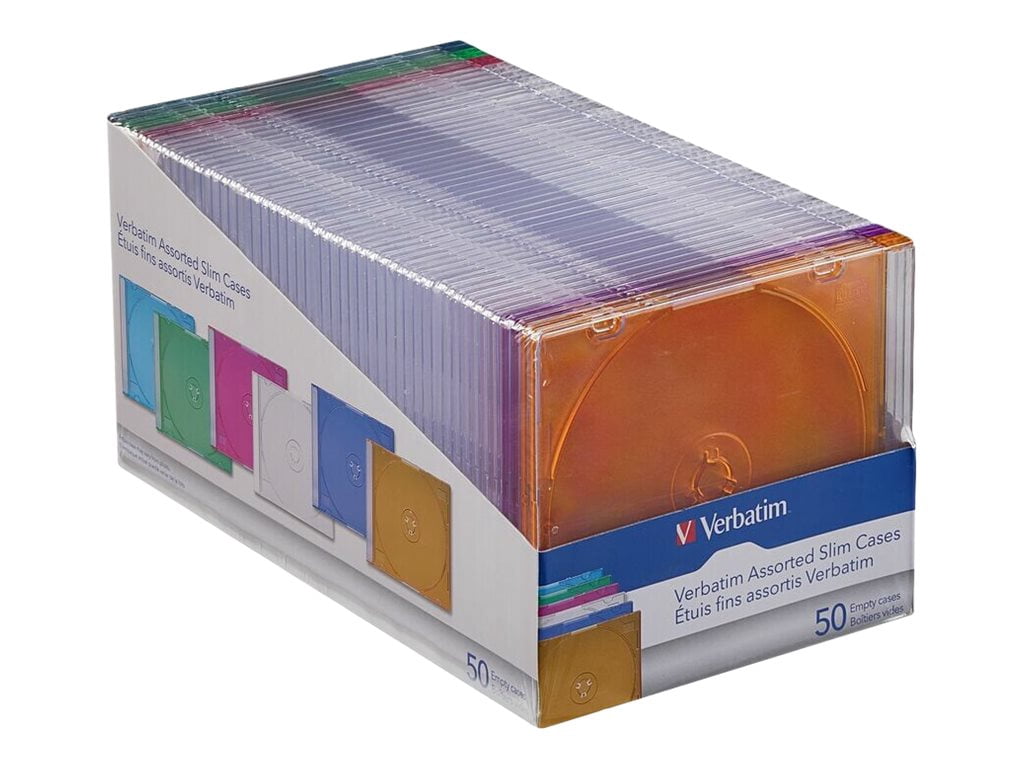 Verbatim 71128 Slim Cases For Cd, Dvd And Blu-ray, Assorted Colors, 50/pack