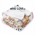 thumbnail image 3 of Rdsfhsp Cat Lover Flannel Fleece Blanket, Cute Kitty Floral Throw Blanket, Soft Cozy Warm Blanket for Bedroom Sofa Home Decor 80"x60", 3 of 5