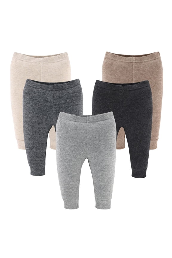 Baby Boy and Baby Girl Pants, Unisex Pull On Pants for 0-3 Months, Earthy Neutrals, 5-Pack