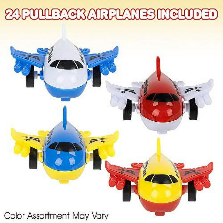 ArtCreativity Pullback Airplane Toys for Boys and Girls, Set of 24, Colorful 2 inch Pull Back Plane Toys for Kids, Great Birthday Party Favors for