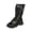 Black Boots, variant on YMUQEIGH Girls Leather Riding Knee High Boots with Side Zipper Fashion Round Toe Comfortable Low Heel Lace Up Combat Boots Lug Sole Motorcycle Boots Little Kid/Big Kid