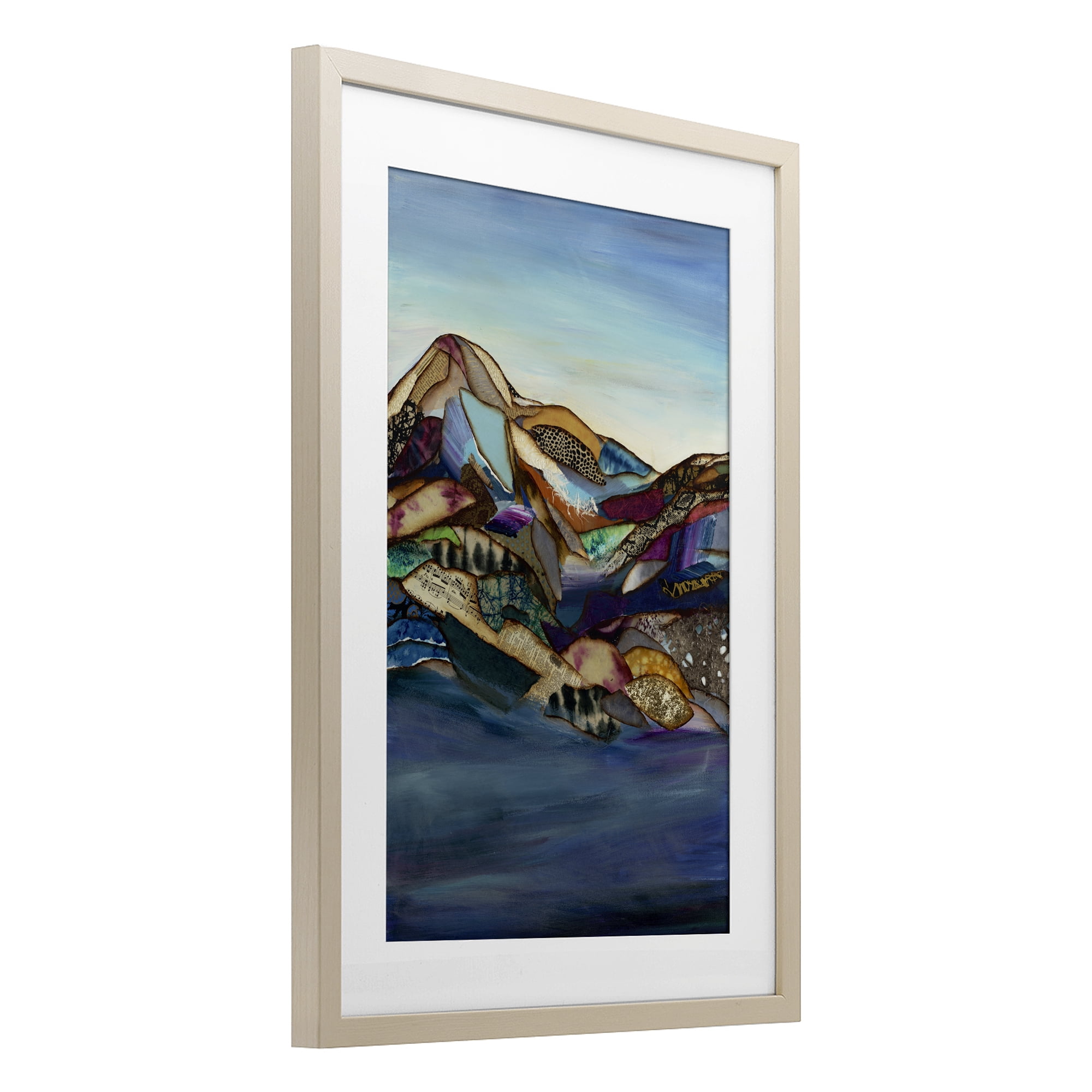 Stupell Industries Patchwork Collaged Mountains Birch Framed Print Under Glass, design by Van Horne-Borcherding