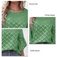 thumbnail image 2 of Whataatahia Blusa de manga corta con cuello redondo y volantes para mujer, camisa estampada, camisa holgada de verano, verde, XXL, 2 of 6
