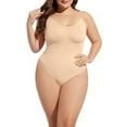 thumbnail image 2 of ZQUUVOU Thong Shapewear Bodysuit for Women Tummy Control Body Shaper Seamless Sleeveless Sculpting Body Suit Beige A, 2 of 5