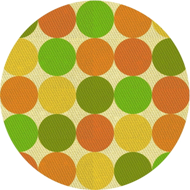 Ahgly Company Tapis de Zone Rond d'Intérieur Lavable à la Machine, Style Transitionnel, Vert Caméléon, 6 Pieds Rond