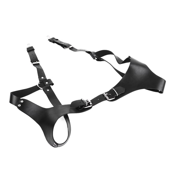 Adjustable Vintage PU Leather Suspenders for Men Gothic Renaissance Style Harness Straps Accessory Black Free Size (23x15x3 cm)