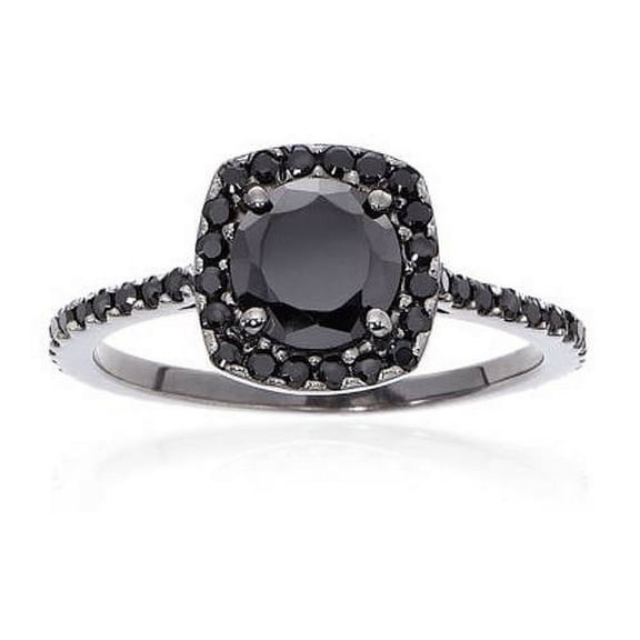 Pompeii 1 1/2ct Black Diamond Cushion Halo Engagement Ring 14K Black Gold (,)