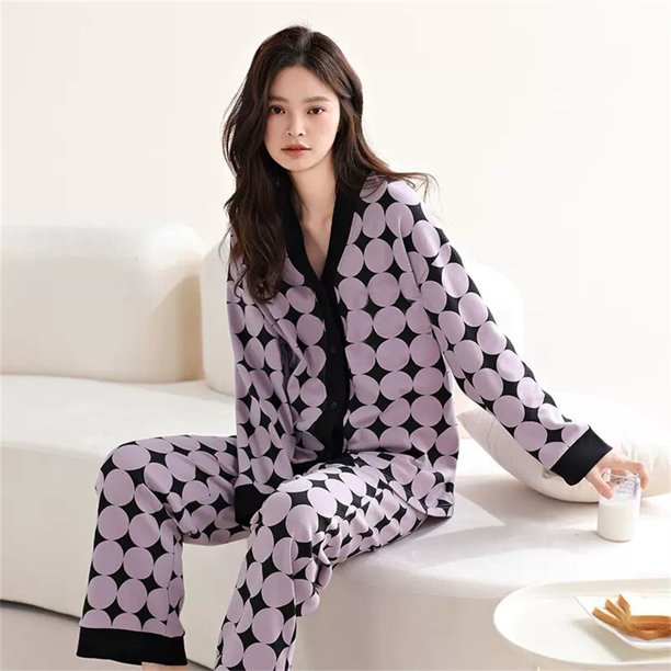 Cárdigan de manga larga con estampado de leopardo para mujer, pijama con cuello en V, ropa de dormir Sexy para el hogar