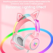 ONIKUMA Cat Ear Gaming Headset with Mic for PS5, Switch & PC, RGB Wired Gaming Headphones with Surround Sound