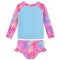 thumbnail image 2 of Girls Long Sleeve Swimsuits Two Piece Rash Guard Bathing Suit UPF 50+ Zipper Swimwear, 2 of 6
