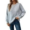 thumbnail image 2 of Womens Sweaters Fall Casual Long Sleeve Light-Weight Oversized Pullover Sweater Tops Light Gray M, 2 of 9