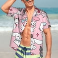 thumbnail image 3 of Lsque Sanrio Pattern Hawaiian Shirt for Men Unisex Summer Beach Casual Short Sleeve Cotton Linen Button Down Shirts-Small, 3 of 6