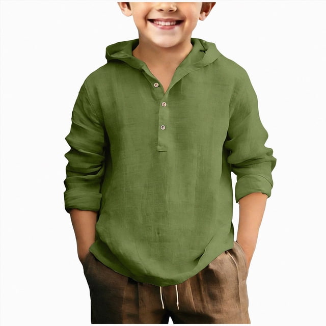 WUANDIXFA T-Shirt pour Bébé Garçon à Manches Longues, Couleur Unie, Col Ras du Cou de Base, T-Shirt d'Été Doux pour Bébé, Coton pour Nourrisson Tee, Vert, 12-13 Ans