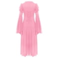 thumbnail image 4 of iiniim Girls Medieval Renaissance Princess Clothes Kid Long Bell Sleeve Retro Dress Pink 6, 4 of 6