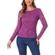 thumbnail image 1 of BLUSA DE ENCANTO PARA MUJER CON CUELLO REDONDO, MANGAS LARGAS, TRANSPARENTE, BORDADO DE FLORES, EN LILA OSCURO, 1 of 5