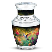 JAGASY Hummingbird Urn for Spouse - Green Mini Urn for Ashes Adult Male - Small Flowers Decorative Cremation Urns - Funeral Urns for Human Ashes Keepsake - (3 Inch)