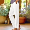 thumbnail image 2 of Jxximdong Pants for Women Women's Spring And Summer Casual Cotton And Linen Long Pants White M Trousers, 2 of 5