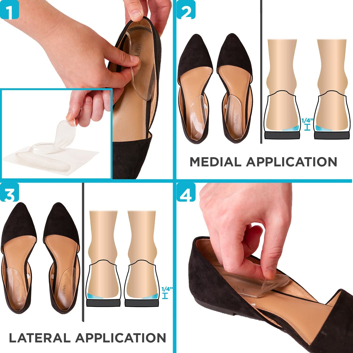 1 Pair Supination & Pronation Corrective Heel Insoles for Adult O