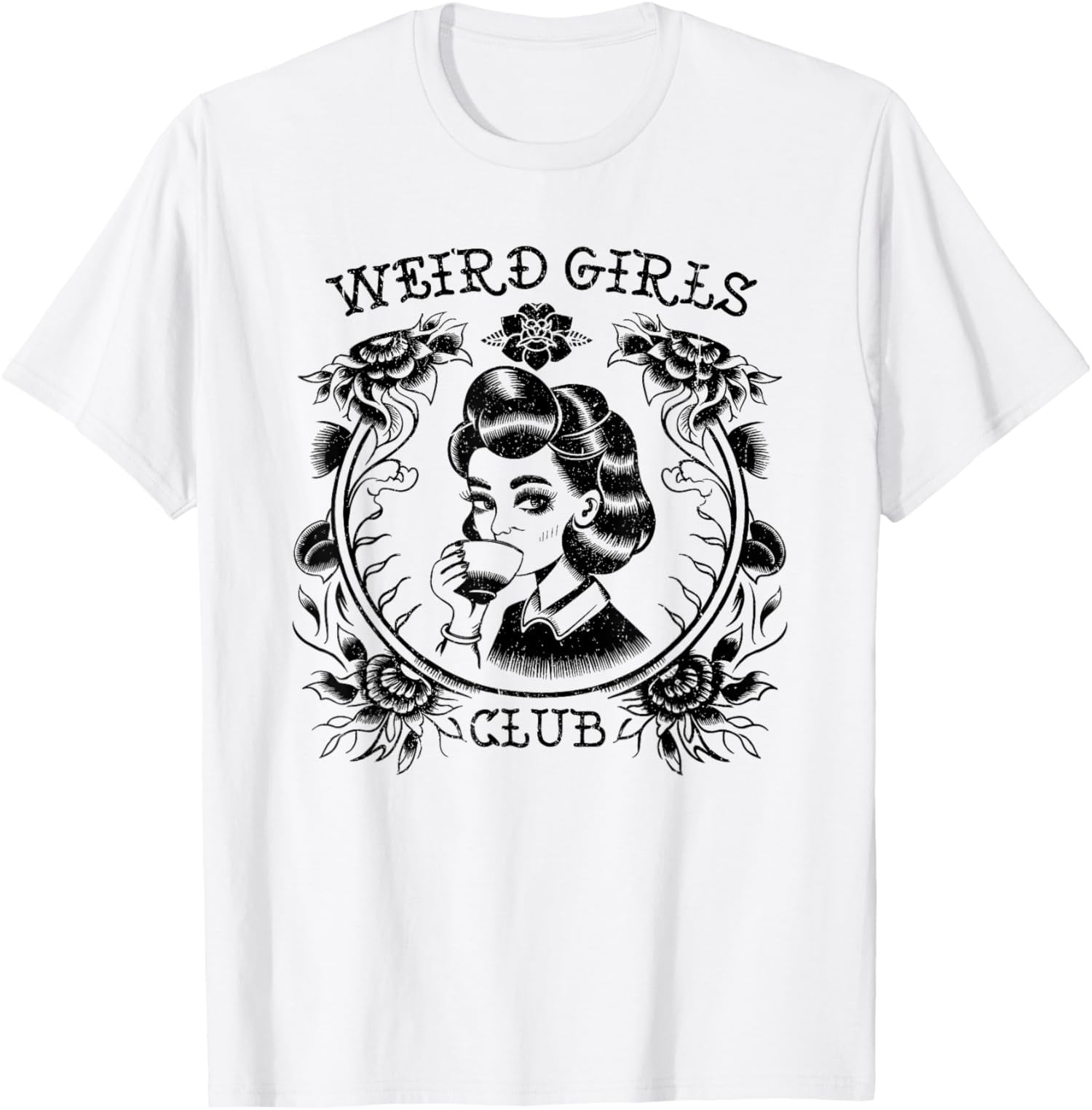 Weird Girls Club Retro Gothic Floral Alt Girl T-Shirt - Walmart.com