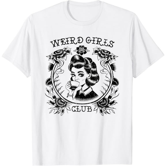 Simple Fit Weird Girls Club Retro Gothic Floral Alt Girl T-Shirt
