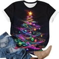 thumbnail image 4 of Hueook Christmas Short Sleeve Shirts for Women Christmas Printed Short Sleeved Round Neck Top Multicolor 2X, 4 of 5