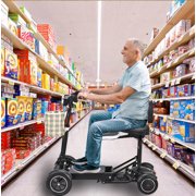 Dragon Mobile 4 Wheel Electric Folding Powered Wheelchair w/ Front Basket, Collapsible Mobility Scooter for Adult, Senior & Elderly - Black