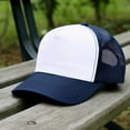 thumbnail image 3 of Falari 5-Panel Mesh Baseball Cap, Trucker Hat, Structured Plain Design, Cotton, Adjustable Size - Navy & Navy, 3 of 7