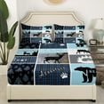 thumbnail image 3 of Cabin Rustic Sheets, King Bear Deer Woodland Animals Sheet Set Teens Adult, Wildlife Hunting Lodge Bed Sheets Set Blue Patchwork Plaid Bedding Set Vintage Country Farmhouse Decor, 3 of 5