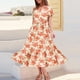 thumbnail image 3 of Puntoco Vestido De Verano De Las Mujeres Cuello Redondo Color Sólido Impreso Casual Manga Corta Vestido Suelto Vestido De Cuello Redondo De Manga Corta Naranja L,Regalos Para Mujer Joven, 3 of 6