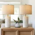 thumbnail image 2 of Juego de 2 lámparas de mesa de cerámica modernas de 23 pulgadas para sala de estar, lámparas de escritorio blancas para dormitorio, mesita de noche, lámpara de mesita de noche, 2 of 10