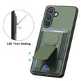 thumbnail image 3 of Compatible with Samsung Galaxy A26 5G, Carbon Fiber Back + TPU Frame, 135 Degree Free Folding Kickstand, Card Slots Back Case, Slim Anti-drop Cover for Samsung Galaxy A26 5G, Green, 3 of 10