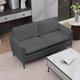thumbnail image 2 of 55" Small Loveseat Sofa for Small Spaces,Leather Upholstered 2-Seater Sofa Couch Single Casual Sofa Chair for Living Room Office,Light Gray, 2 of 8