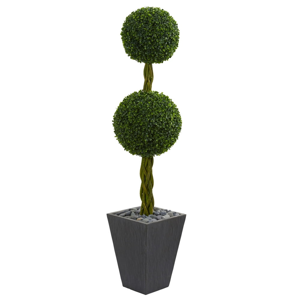 Nearly Natural 5 ft. Double Ball Boxwood Topiary Artificial Tree in