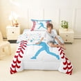 thumbnail image 2 of Erosebridal Light Blue Dripping Baseball Stitch & Batter Silhouette Graphic Twin Comforter Sets 3-Piece, Ball Gamer Bedding Set for Boys And Girls Kids,Microfiber Bedroom Decor, 2 of 6