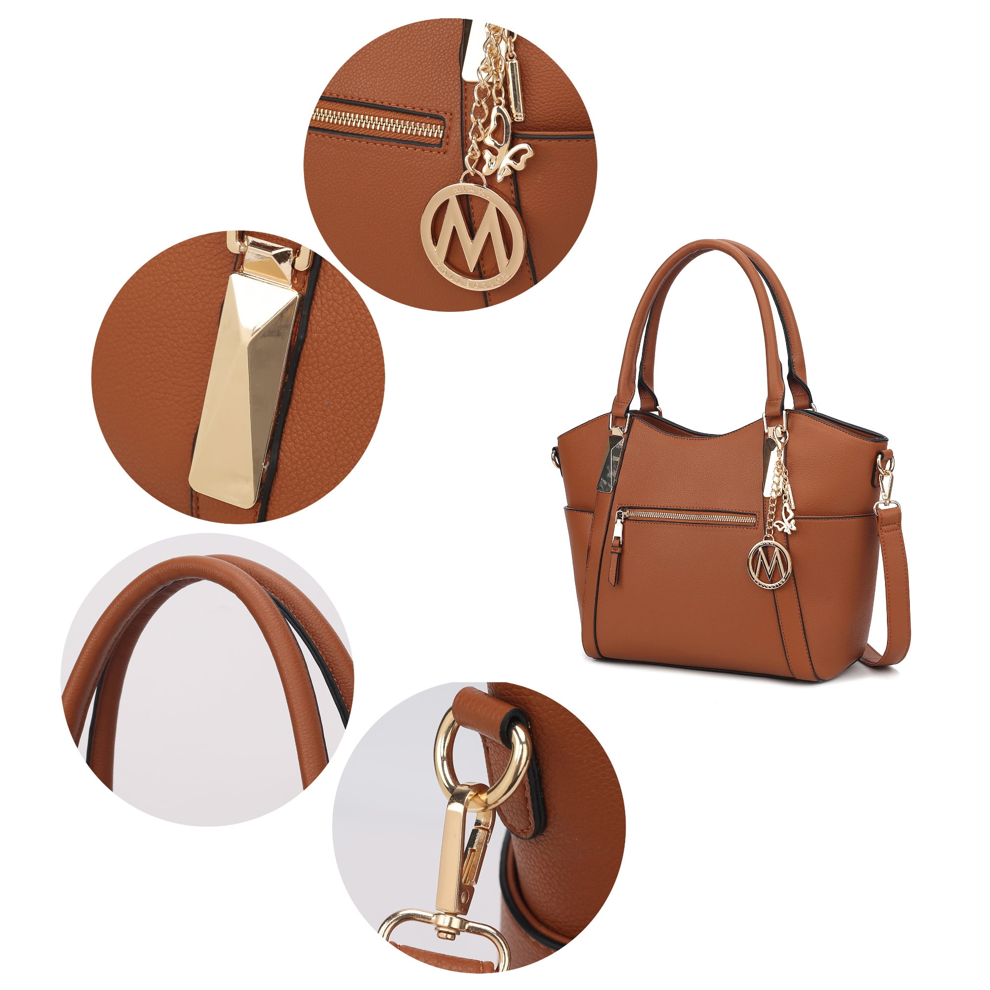 MKF Collection Janise Women's Tote Bag,Solid Shoulder Bag Handbag Purse by Mia K - Cognac