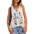 thumbnail image 4 of Women 'S Tie Front Tank Top Y2k Floral Babydoll Crop Vest Going Out Camisole Blouse Shirt White L, 4 of 9