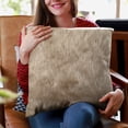 thumbnail image 5 of Plutus Brown Gold Rabbit Animal Faux Fur Luxury Throw Pillow, 5 of 5